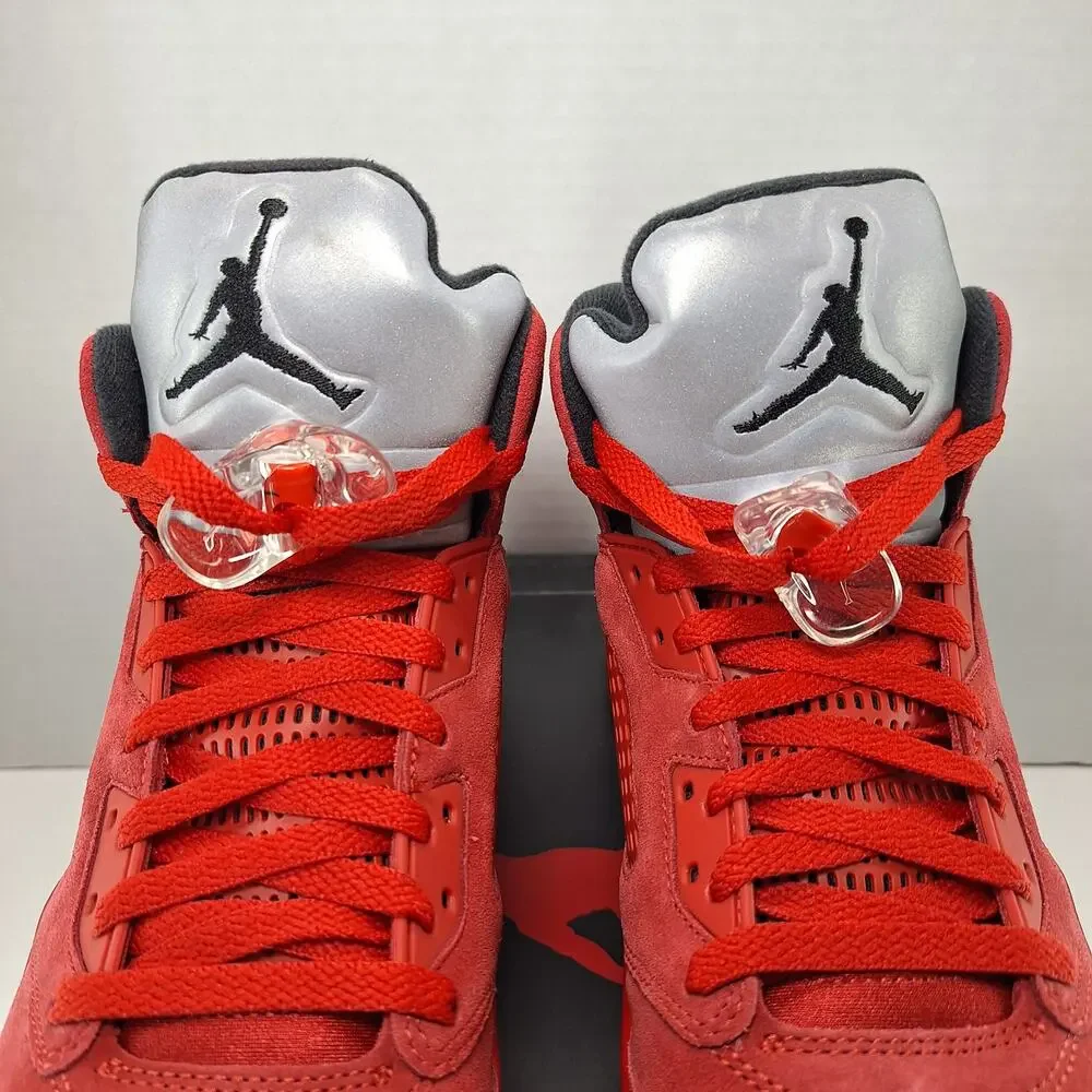 Air Jordan 5 Retro Mens 12 Red Suede 136027-602 Basketball Shoes Sneakers